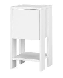 Table De Chevet, Table De Nuit Avec 1 Porte Abattante Coloris Blanc - L. 30 X P. 30 X H. 55 Cm