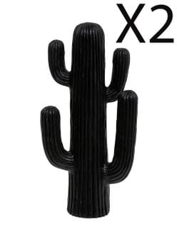 Lot De 2 Cactus Décoratifs, Décorations D'extérieur Coloris Noir -  L. 28 X P. 14,5  X H. 57  Cm
