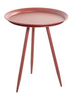 Table D'appoint Ronde Coloris Rouge En Métal Laqué  - Diamètre 44 X Hauteur 54 Cm