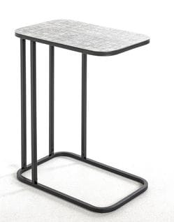 Table D'appoint En Métal Noir Et Aluminium Argenté - Longueur 46 X Profondeur 29 X Hauteur 62 Cm