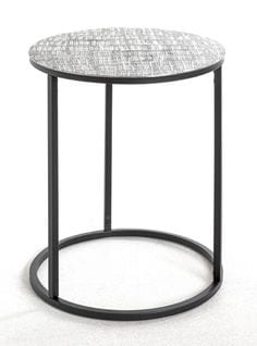 Table D'appoint Ronde En Métal Noir Et Aluminium Argenté - Diamètre 41 X Hauteur 52 Cm