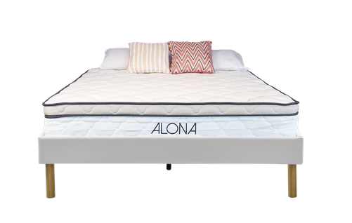 Matelas+sommier Blanc Alona à Ressorts+memoire De Forme 80 Kg/m3-160x200 Hauteur +/- 25,5cm-hypoalle