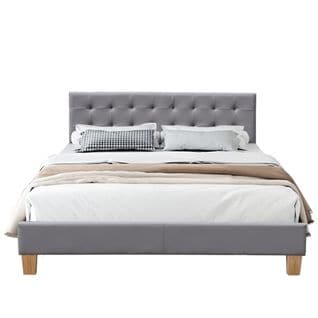 Ensemble Lit Frederic Gris 160x200 + Matelas Mousse Super Deluxe