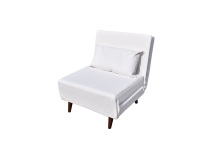 Fauteuil Convertible Lit Une Place Tissu En Cuir Pu Blanc 80 X 90 X 84 Cm-lit: 80 X 190 X 28 Cm