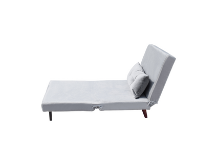 Fauteuil Convertible Lit Une Place Tissu Velours Gris: 80 X 90 X 84 Cm - Lit: 80 X 190 X 28 Cm