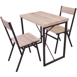 Table Haute Avec 2 Chaises - L. 80 X H. 75 Cm - Marron