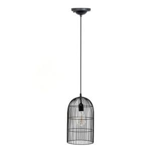 Suspension Luminaire En Métal Filaire Cage - Diam. 20 Cm - Noir