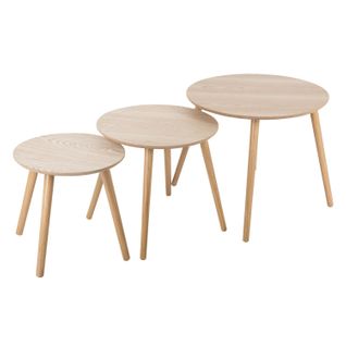 3 Tables D'appoint Bois Rondes Mileo - Marron