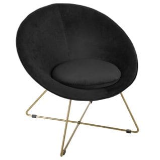 Fauteuil De Salon En Velours Evan - Noir