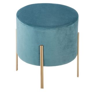 Tabouret Design Velours Art Deco Living - Bleu