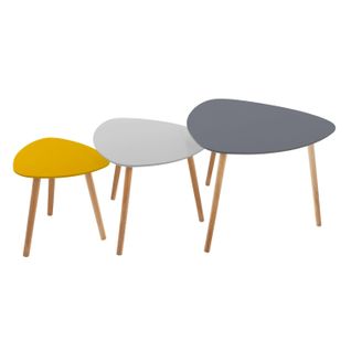 3 Tables D'appoint Design Mileo - Gris Et Jaune