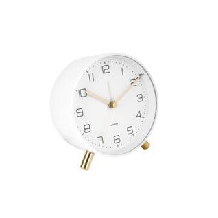 Horloge Réveil En Métal Lofty - Diam. 11 Cm - Blanc