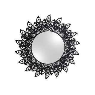 Miroir En Métal Filaire Plume - Diam. 60 Cm - Noir