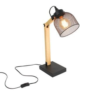 Lampe De Bureau Inclinable En Bois Et Métal - H.38 Cm - Noir