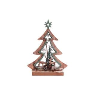 Décoration De Noël En Bois Sapin Et Renne Forest Deco - Marron