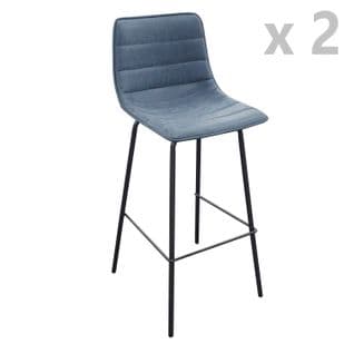 Lot De 2 Tabourets De Bar Design Industriel Brooklyn - Bleu