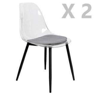 Lot De 2 Chaises Design Transparent Lilia - Noir