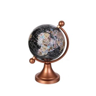 Globe Terrestre En Métal - H.14cm - Marron Cuivré