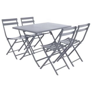 Table Avec Chaises Pliables Greensboro - 4 Personnes - Gris Quartz