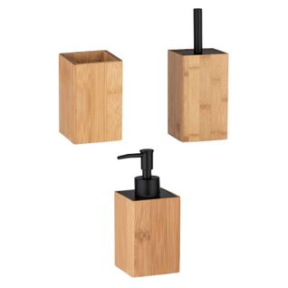 Set Accessoires De Salle De Bain Design Bambou Padua - Marron