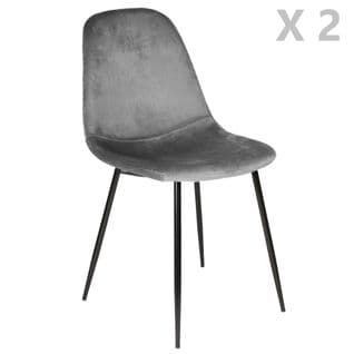 2 Chaises Design Velours Giulia - Gris Foncé