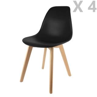 4 Chaises Design Scandinave à Coque Holga - Noir