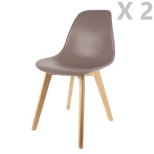 2 Chaises Design Scandinave à Coque Holga - Taupe