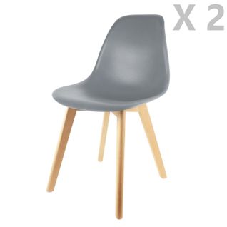 2 Chaises Design Scandinave À Coque Holga - Gris