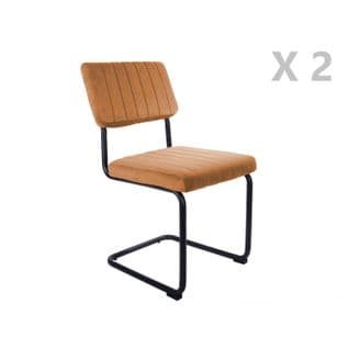 Lot De 2 Chaises Cantilevers Design Effet Velours Keen - Marron Terracotta