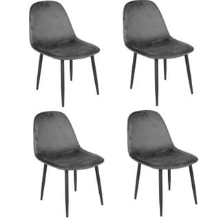 Lot De 4 Chaises De Table Design Velours Inoui - Gris