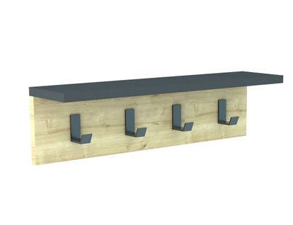 Porte Manteau Ayla 60 Cm - Bois Clair Et Gris Anthracite