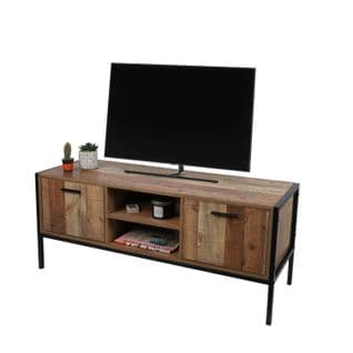 Meuble TV Riverside - 2 Portes - Largeur 124 Cm - Métal Et Bois