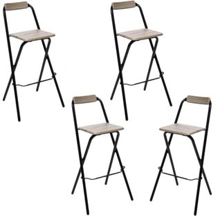 Lot De 4 Chaises De Bar Pliante Louna - H. 97,5 Cm - Beige