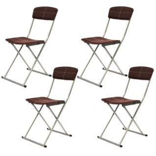 Lot De 4 Chaises Pliantes Avec Surpiqûres - Marron