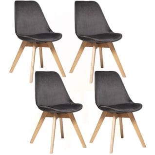 Lot De 4 Chaises Effet Velours Baya - Gris