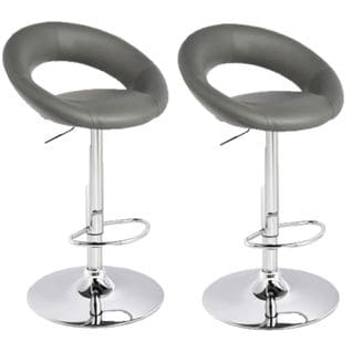 Lot De 2 Tabourets De Bar Sasha Similicuir - Gris