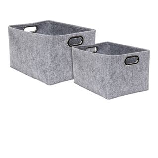 Lot De 2 Paniers De Rangement Rectangulaires En Polyester - Gris