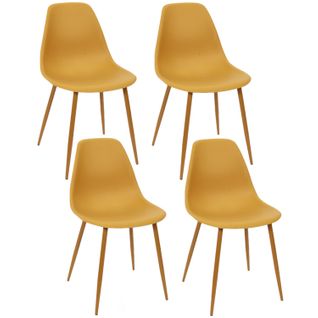 Lot De 6 Chaises Style Scandinave Mila Avec Pieds En Métal - Jaune