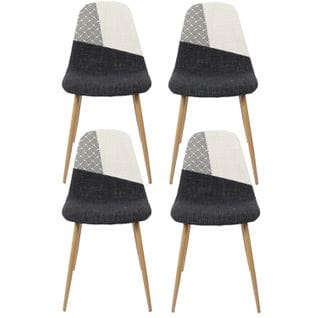 Lot De 4 Chaises Patchwork First - Noir Et Blanc