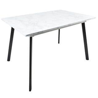 Table Extensible Imitation Marbre Pour 4 à 6 Personnes - Gris Et Noir