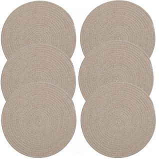 Lot De 6 Sets De Table Rond En Coton Alana - Diam. 38 Cm - Beige