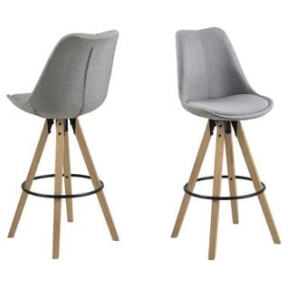 Lot De 2 Tabourets De Bar En Tissu Et Bois D'hévéa - Gris