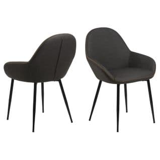 Lot De 2 Chaises De Salle à Manger Avec Accoudoirs Similicuir - Orange Et Gris