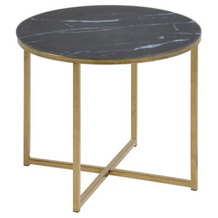 Table D’appoint Ronde En Verre Et Métal - Noir