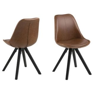 Lot De 2 Chaises De Salle à Manger En Tissu Et Bois - Marron