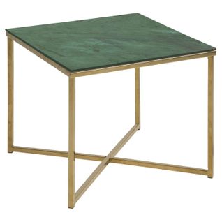Table D’appoint Carré En Verre Et Métal - Vert