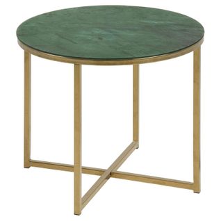 Table D’appoint Ronde En Verre Et Métal - Vert