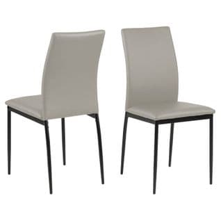 Lot De 4 Chaises De Salle À Manger En Similicuir - Gris Et Noir