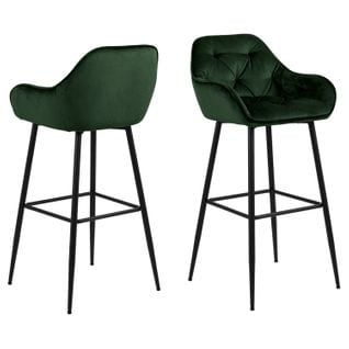 Lot De 2 Tabourets De Bar En Tissu Et Métal - Vert