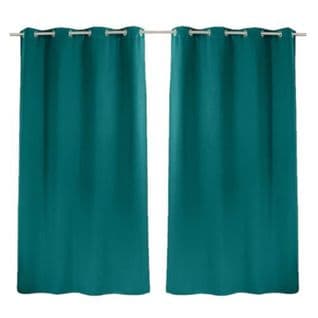 Lot De 2 Rideaux Occultants Basic à 8 Oeillets - Longueur 240 Cm X Largeur 140 Cm - Vert Émeraude